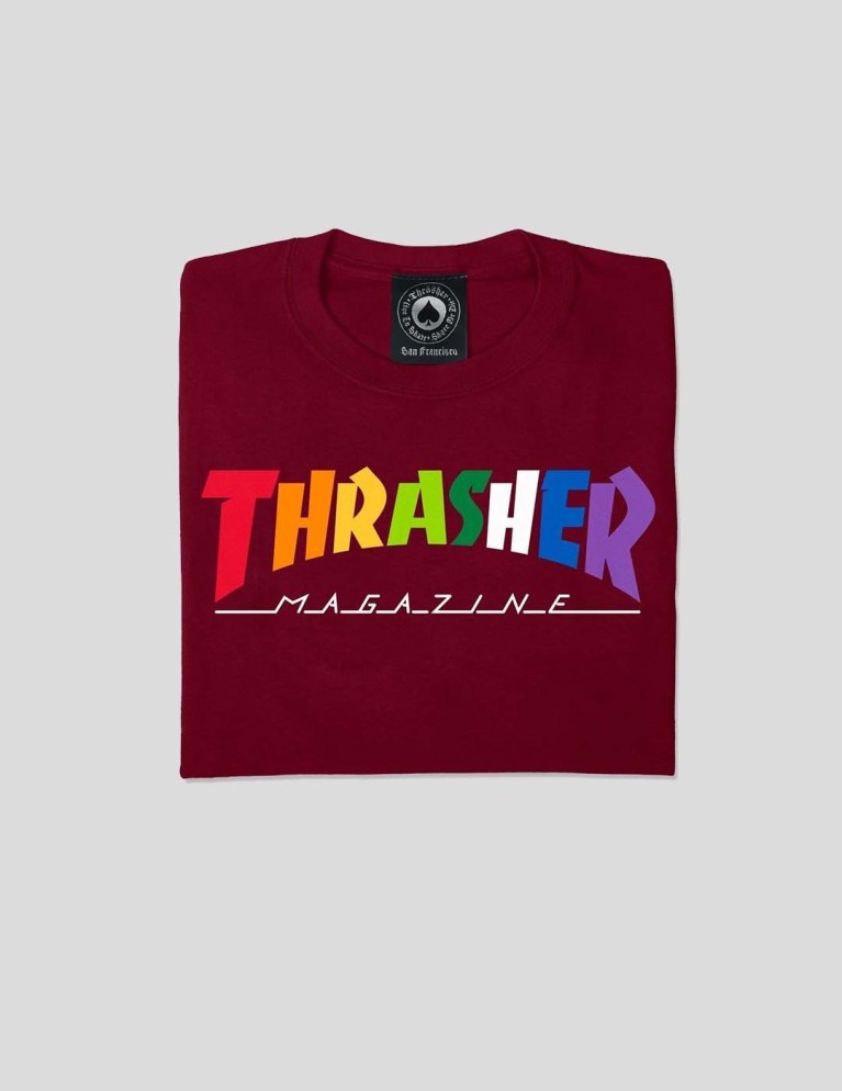 THRASHER arcobaleno tee maroon camicia